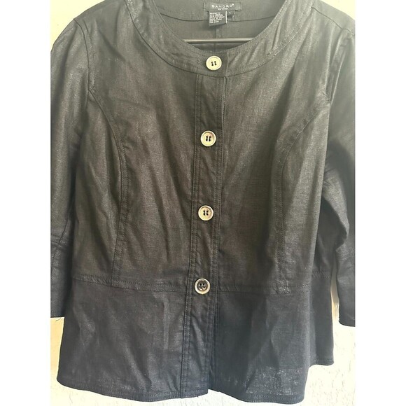 Sandro Black Button-Up Women's Top - Picture 2 of 15